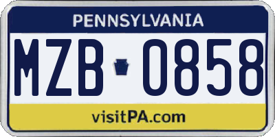 PA license plate MZB0858