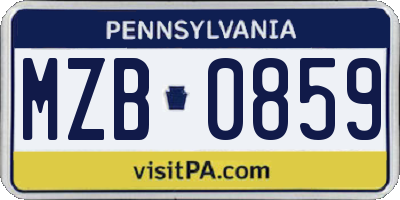 PA license plate MZB0859
