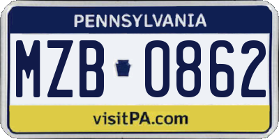 PA license plate MZB0862