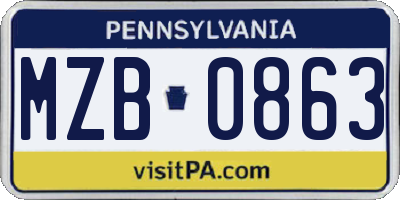 PA license plate MZB0863