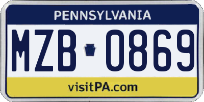PA license plate MZB0869