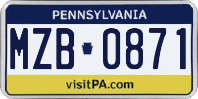 PA license plate MZB0871