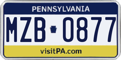 PA license plate MZB0877