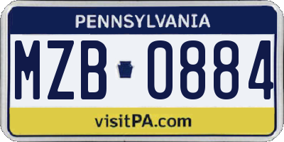 PA license plate MZB0884