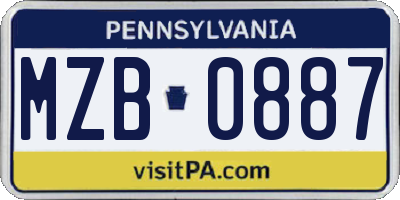 PA license plate MZB0887