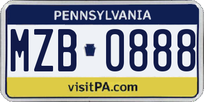 PA license plate MZB0888