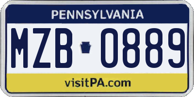 PA license plate MZB0889