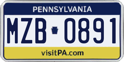 PA license plate MZB0891