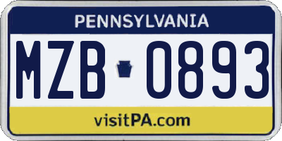 PA license plate MZB0893