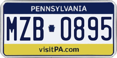 PA license plate MZB0895