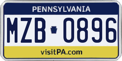 PA license plate MZB0896