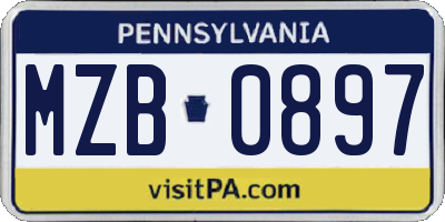 PA license plate MZB0897