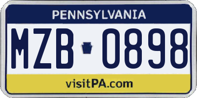 PA license plate MZB0898