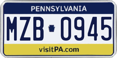 PA license plate MZB0945