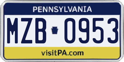 PA license plate MZB0953