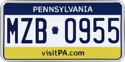 PA license plate MZB0955
