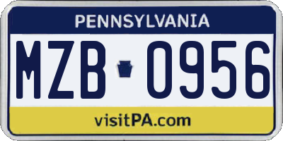 PA license plate MZB0956
