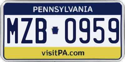 PA license plate MZB0959