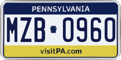 PA license plate MZB0960