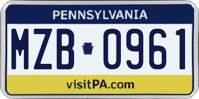 PA license plate MZB0961