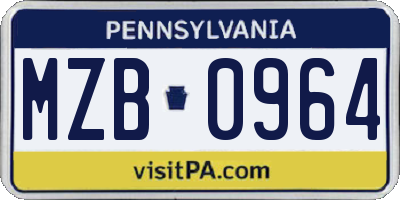 PA license plate MZB0964