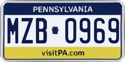 PA license plate MZB0969