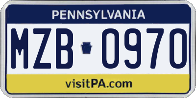 PA license plate MZB0970