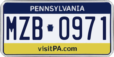 PA license plate MZB0971