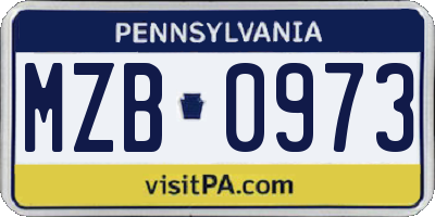 PA license plate MZB0973