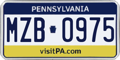 PA license plate MZB0975