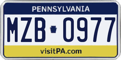 PA license plate MZB0977