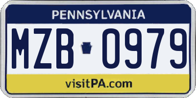 PA license plate MZB0979