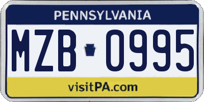 PA license plate MZB0995