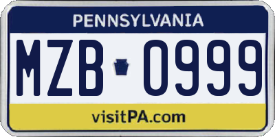 PA license plate MZB0999