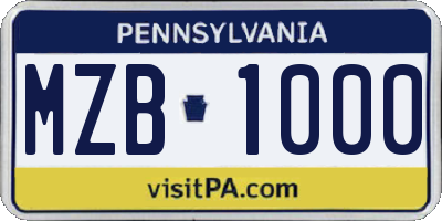 PA license plate MZB1000