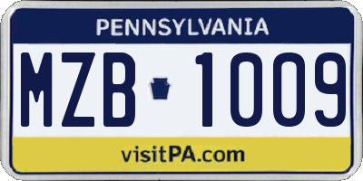 PA license plate MZB1009
