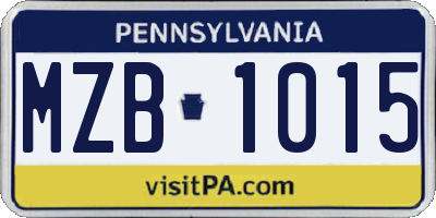 PA license plate MZB1015