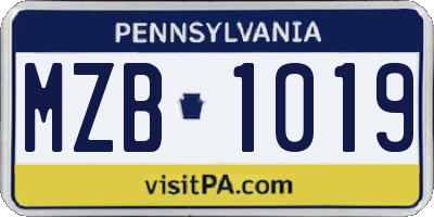 PA license plate MZB1019
