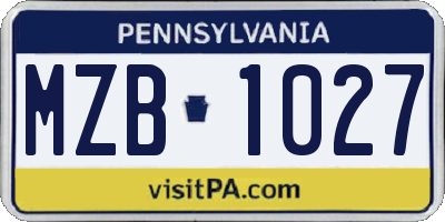 PA license plate MZB1027