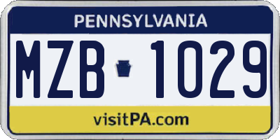 PA license plate MZB1029