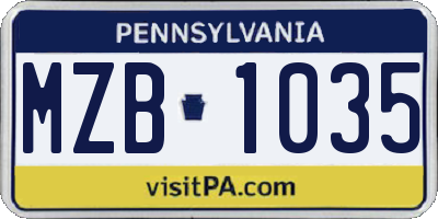 PA license plate MZB1035