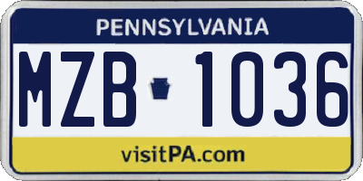 PA license plate MZB1036