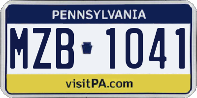 PA license plate MZB1041