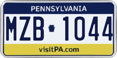 PA license plate MZB1044