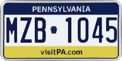 PA license plate MZB1045