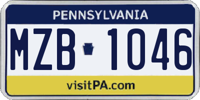 PA license plate MZB1046