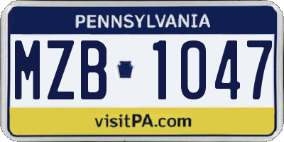 PA license plate MZB1047