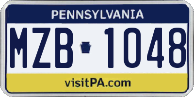 PA license plate MZB1048