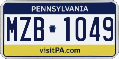 PA license plate MZB1049