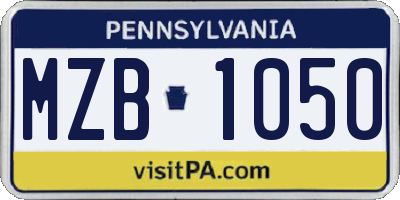 PA license plate MZB1050